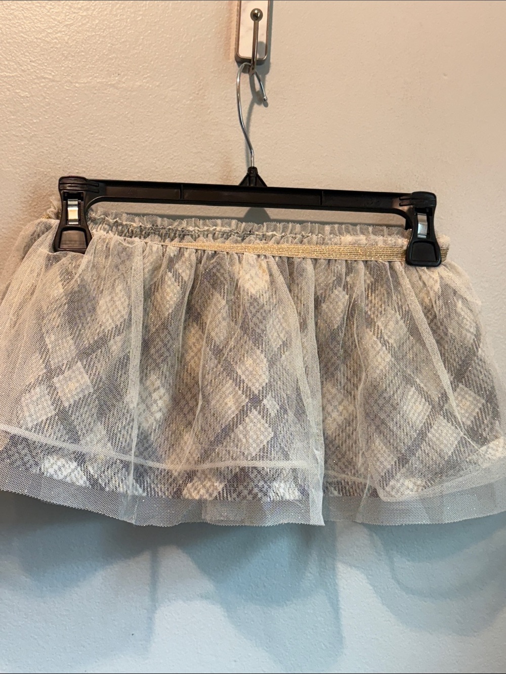 wonder nation 12 Months Baby Cream Tulle Plaid Skirt